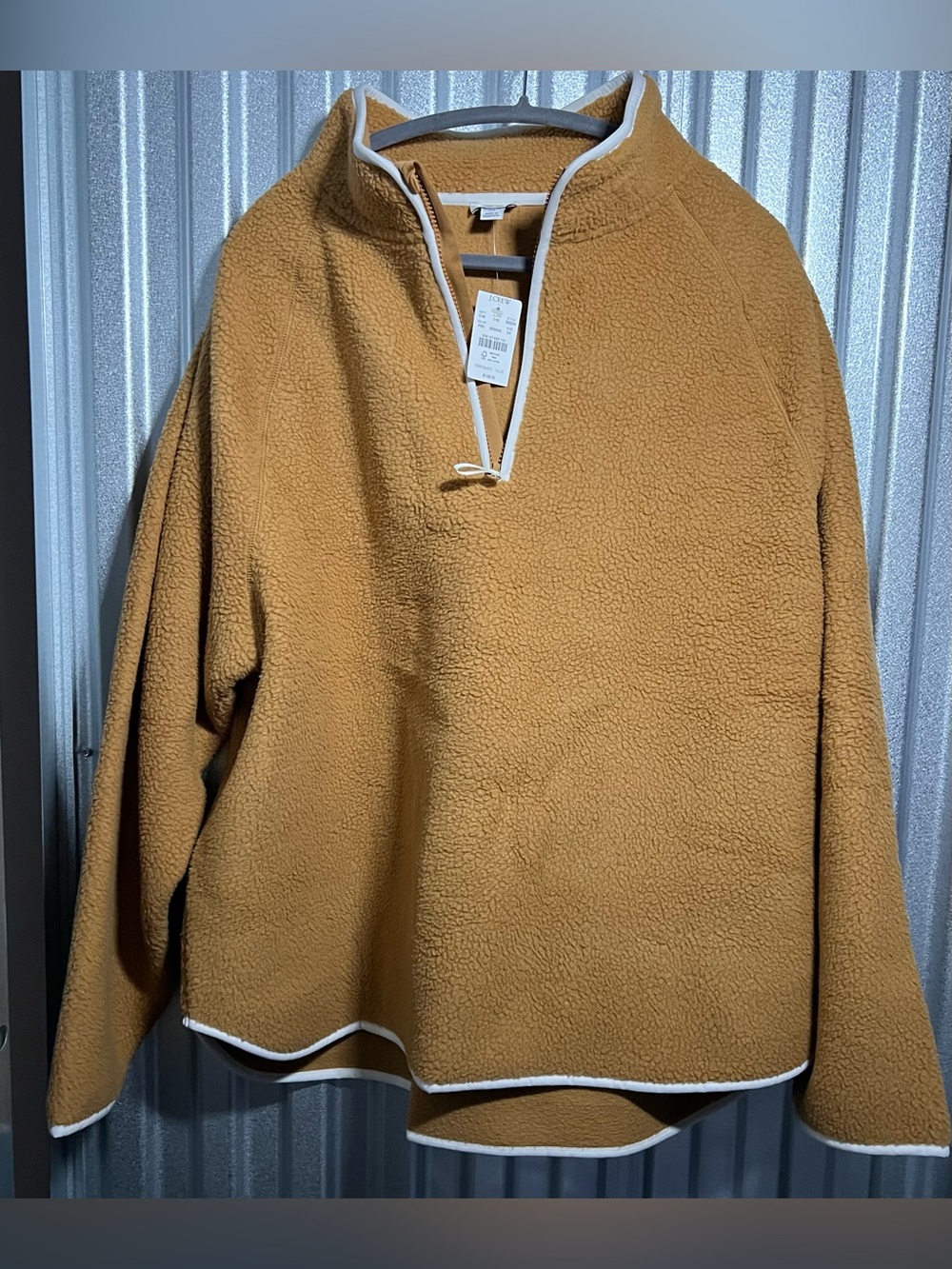 J. Crew Camel Sherpa Quarter-Zip with White Trim 3X NWT
